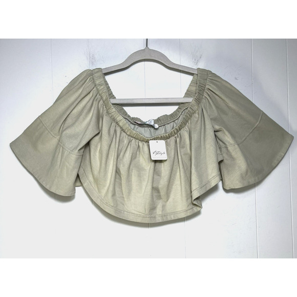 Free People Tops - Free People Beach Off Shoulder Flowy Crop Top Sandy Color Size Large New